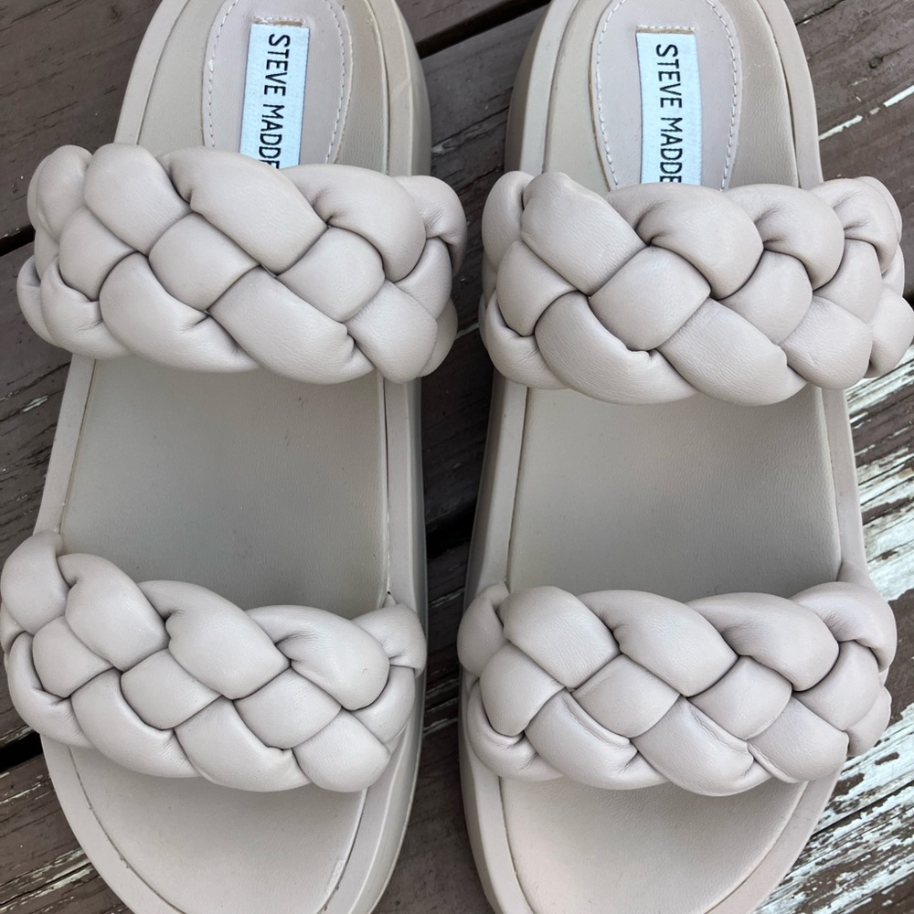 Steve Madden Cream Braided Sandals